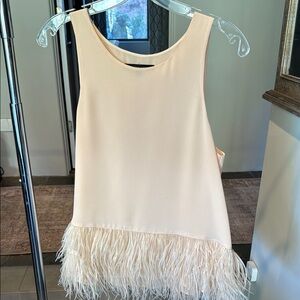 Blush Sleeveless Top with Feather Hem